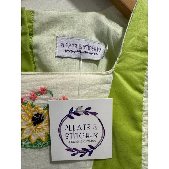 NWT Pleats & Stitches Handmade Girls Embroidered Floral Dress 5 - Picture 2 of 5